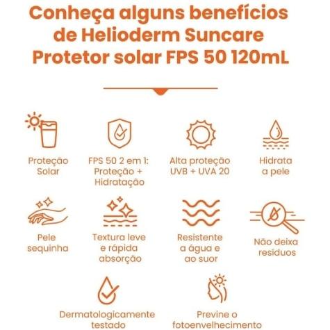 Protetor Solar Corporal Helioderm Suncare FPS50 com 120ml - Imagem 3