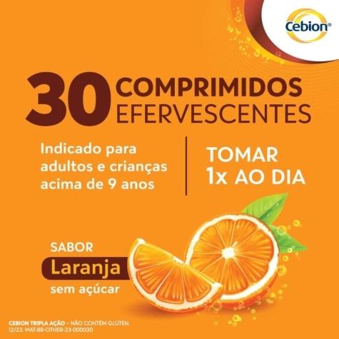 Cebion Tripla Ação Sabor Laranja 30 Comprimidos Efervescentes - Imagem 3