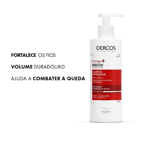 Shampoo Dercos Energy+ Vichy Antiqueda Cabelo 400g - Imagem 3