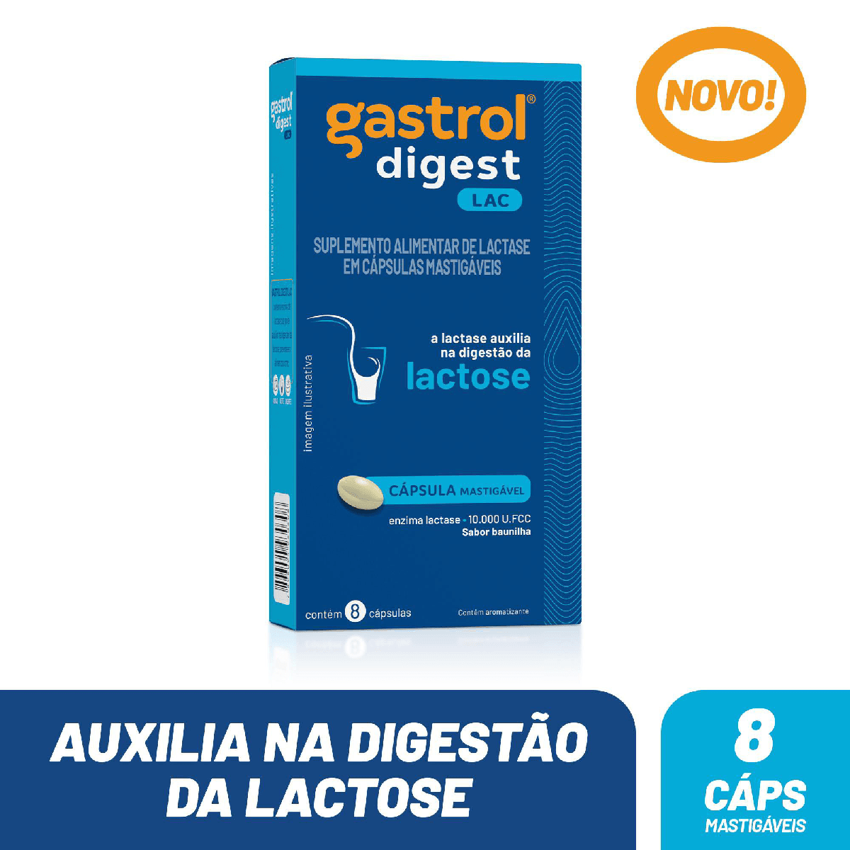 Gastrol Digest Lac 10.000UI Sabor Baunilha 8 Cápsulas Mastigáveis - Imagem 2