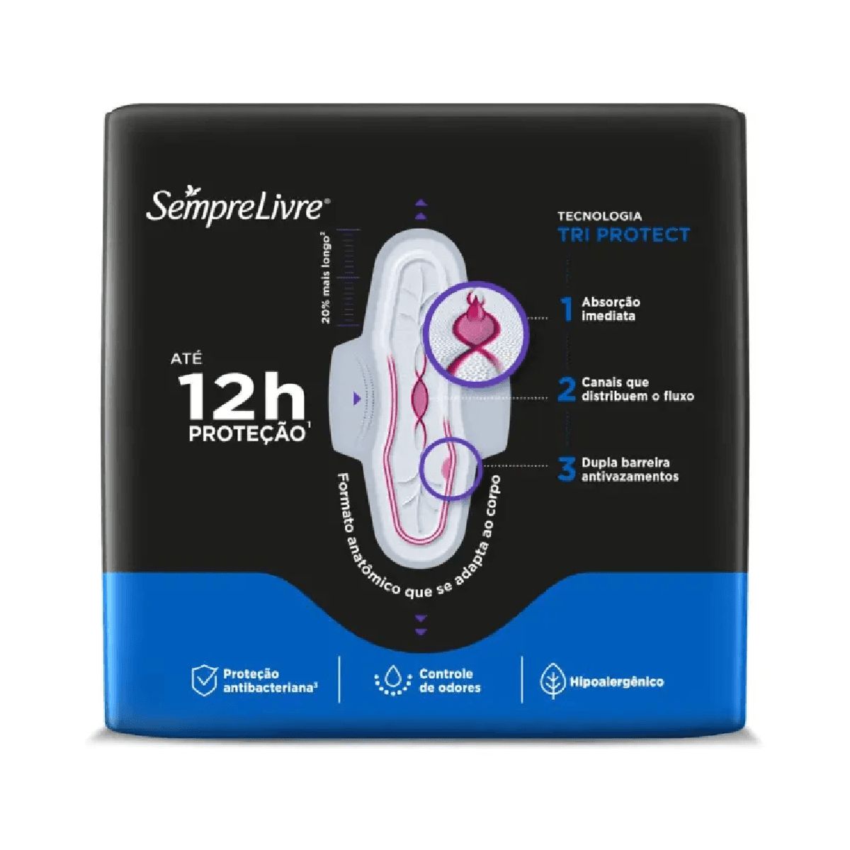 Absorvente Noturno Seca com Abas Sempre Livre 32 Unidades Leve mais Pague menos - Imagem 3