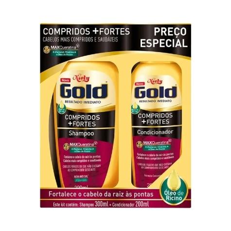 Kit Shampoo Niely Gold Compridos +Fortes 300ml + Condicionador 200ml - Imagem 1