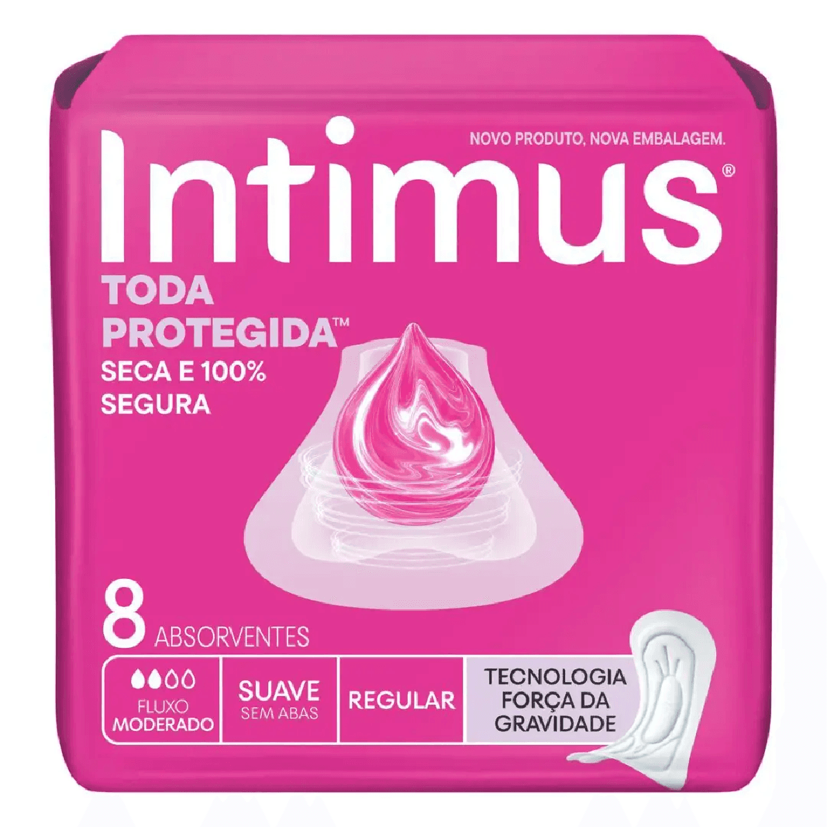 Absorvente Cobertura Extra Suave sem Abas Intimus Tripla Proteção 8 Unidades - Imagem 1