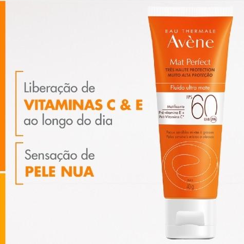 Protetor Solar Facial Avène Mat Perfect FPS60 Incolor 40g - Imagem 3