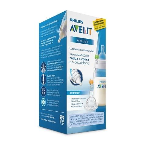 Kit Mamadeira Philips Avent Anti-Colic 1m+ 260ml + Bico Nº 4 - Imagem 1