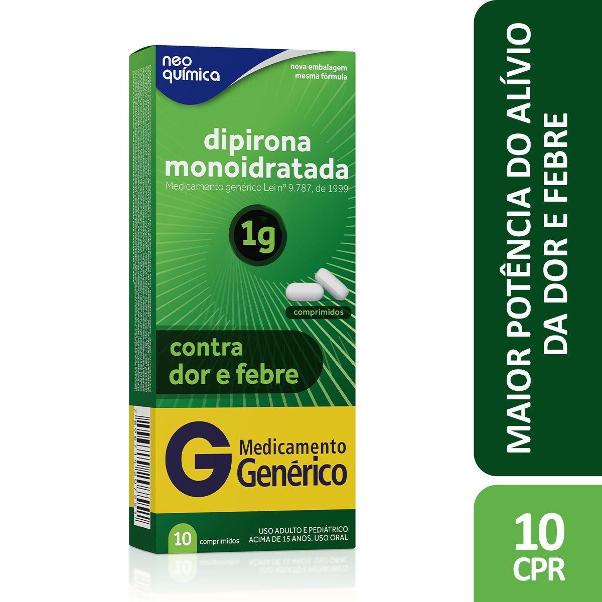 Dipirona Monoidratada 1g 10 Comprimidos Neo Química Genérico - Imagem 2