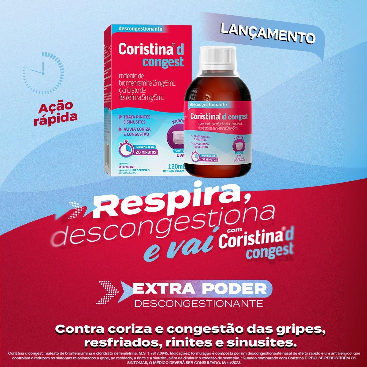 Coristina D Congest Xarope 2mg + 5mg/5ml 120ml - Imagem 3