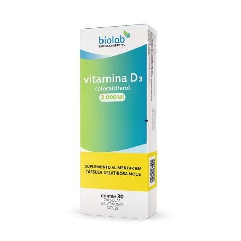Vitamina D3 2.000UI Biolab 30 Cápsulas - Imagem 1
