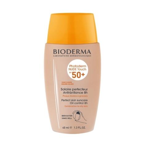 Protetor Solar Facial Bioderma Photoderm Nude Touch FPS50+ Cor Dourado 40ml - Imagem 1