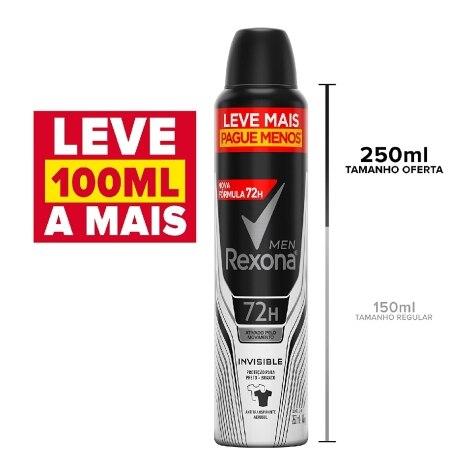 Desodorante Aerossol Rexona Men Invisible Leve mais Pague menos 72h 250ml - Imagem 2