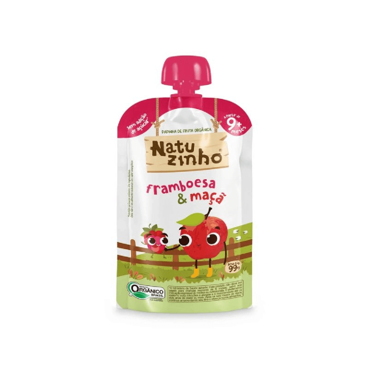 Papinha Orgânica Natuzinho Framboesa & Maçã 99g - Imagem 1
