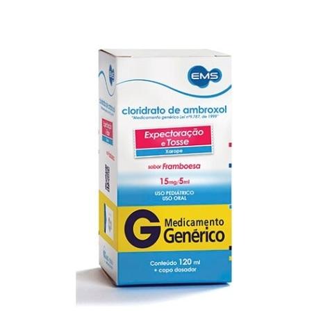 Cloridrato de Ambroxol Xarope Pediátrico 15mg/5ml 120ml Sabor Framboesa EMS Genérico - Imagem 1