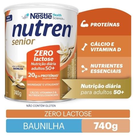 Complemento Alimentar Nutren Senior Zero Lactose Sabor Baunilha 740g - Imagem 1