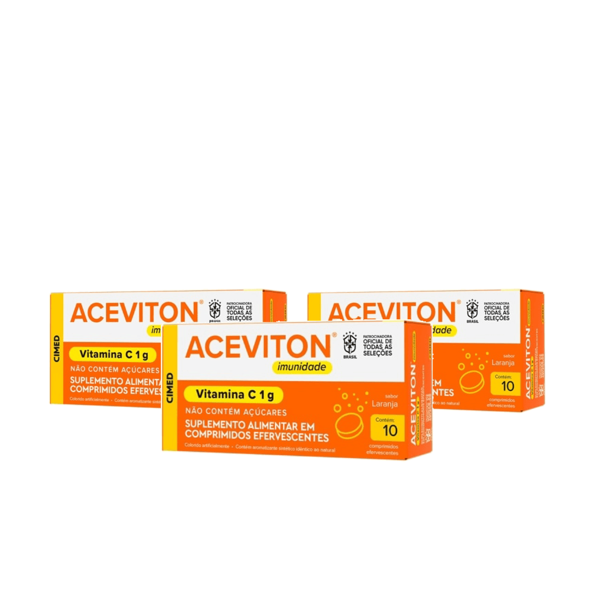 Kit 3 Unidades Aceviton 1g Sabor Laranja 10 Comprimidos Efervescentes - Imagem 1
