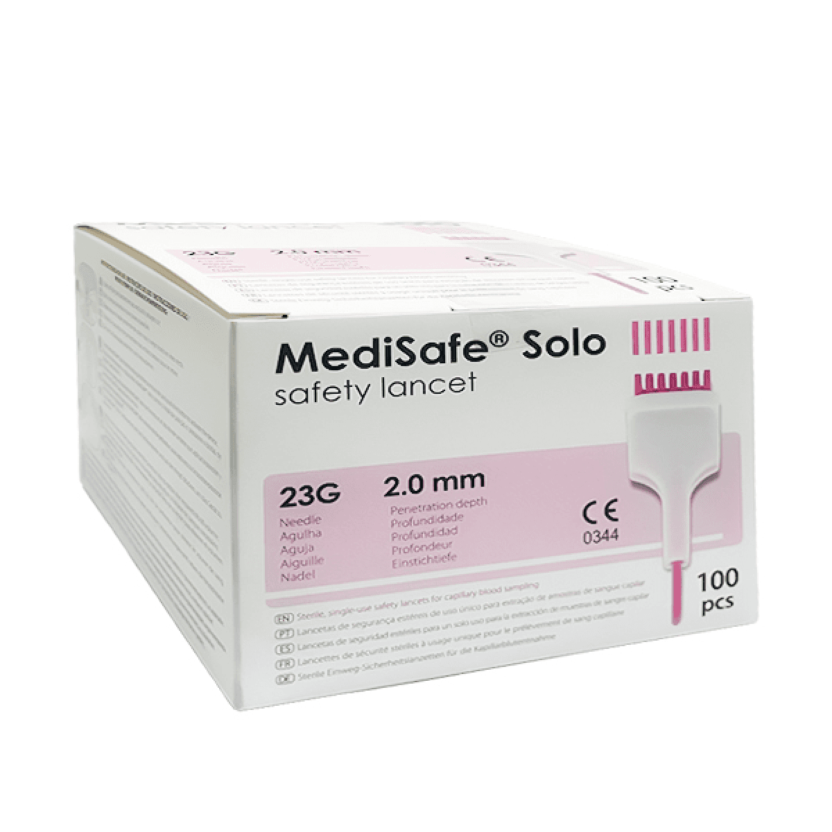 Lancetas Medisafe Solo Rosa 100 Unidades - Imagem 1