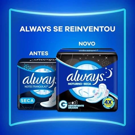 Absorvente Noturno Seca com Abas Always Noites Tranquilas 16 Unidades Leve mais Por menos - Imagem 2