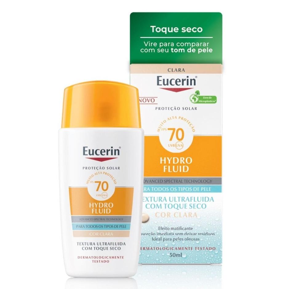 Protetor Solar Facial Eucerin Sun Hydro Fluid Cor Clara FPS70 50ml