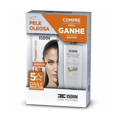 Kit Protetor Solar Facial Isdin Fusion Water FPS60 Cor Clara 50ml Ganhe Solução Micelar 400ml - Imagem 1