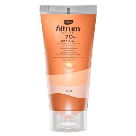 Protetor Solar Facial Filtrum Color FPS70 Cor 5.0 50g - Imagem 1