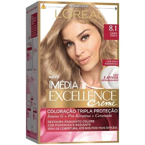 Tintura Imédia L'Oréal Paris Excellence Creme 8.1 Louro Sueco 179ml - Imagem 1