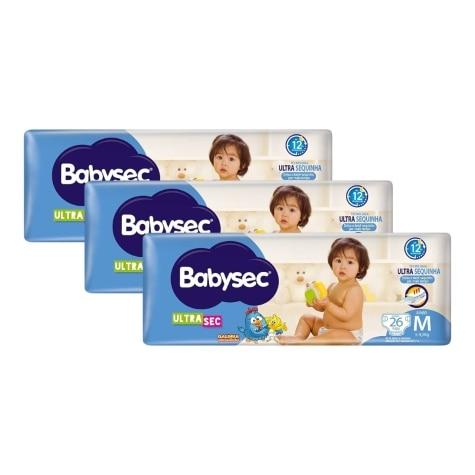 Kit 3 Unidades Fralda Babysec Galinha Pintadinha Ultrasec M 26 Unidades - Imagem 1