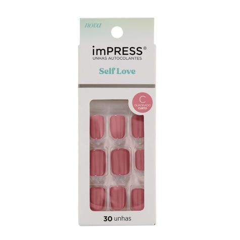 Unhas Postiças Autocolantes Impress Self Love Cor In Luv Curta Quadrado 30 Unidades - Imagem 1