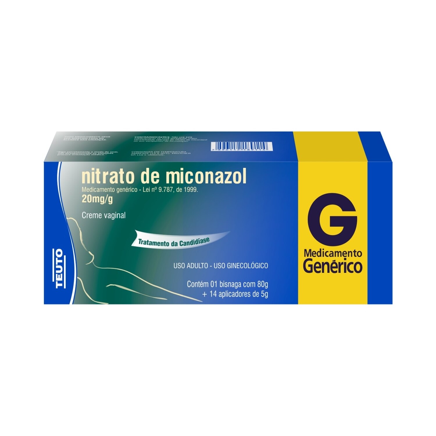 Nitrato de Miconazol 20mg Creme Vaginal 80g + 14 Aplicadores Teuto Generico