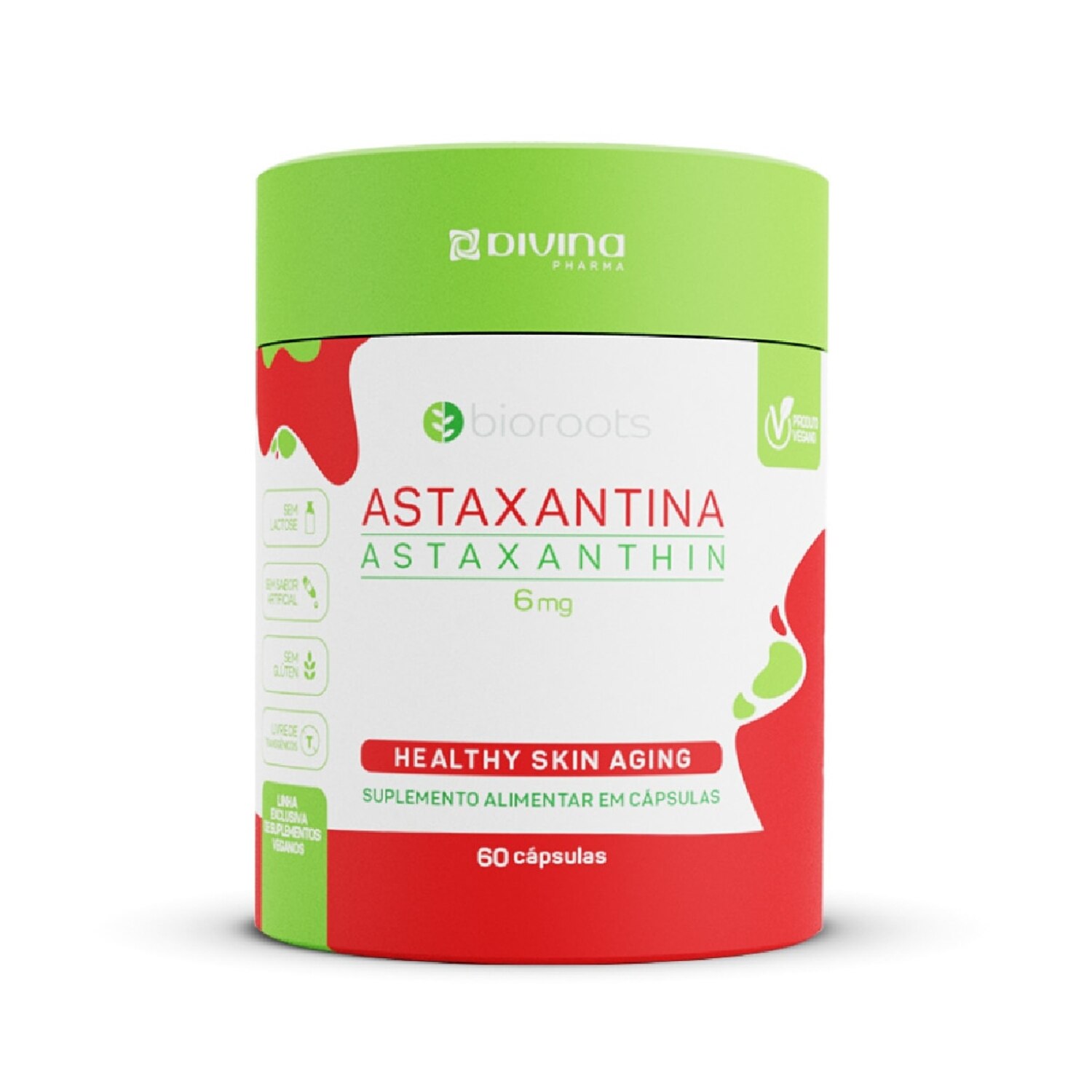 Astaxantina Astaxanthin Bioroots 6mg 60 Capsulas