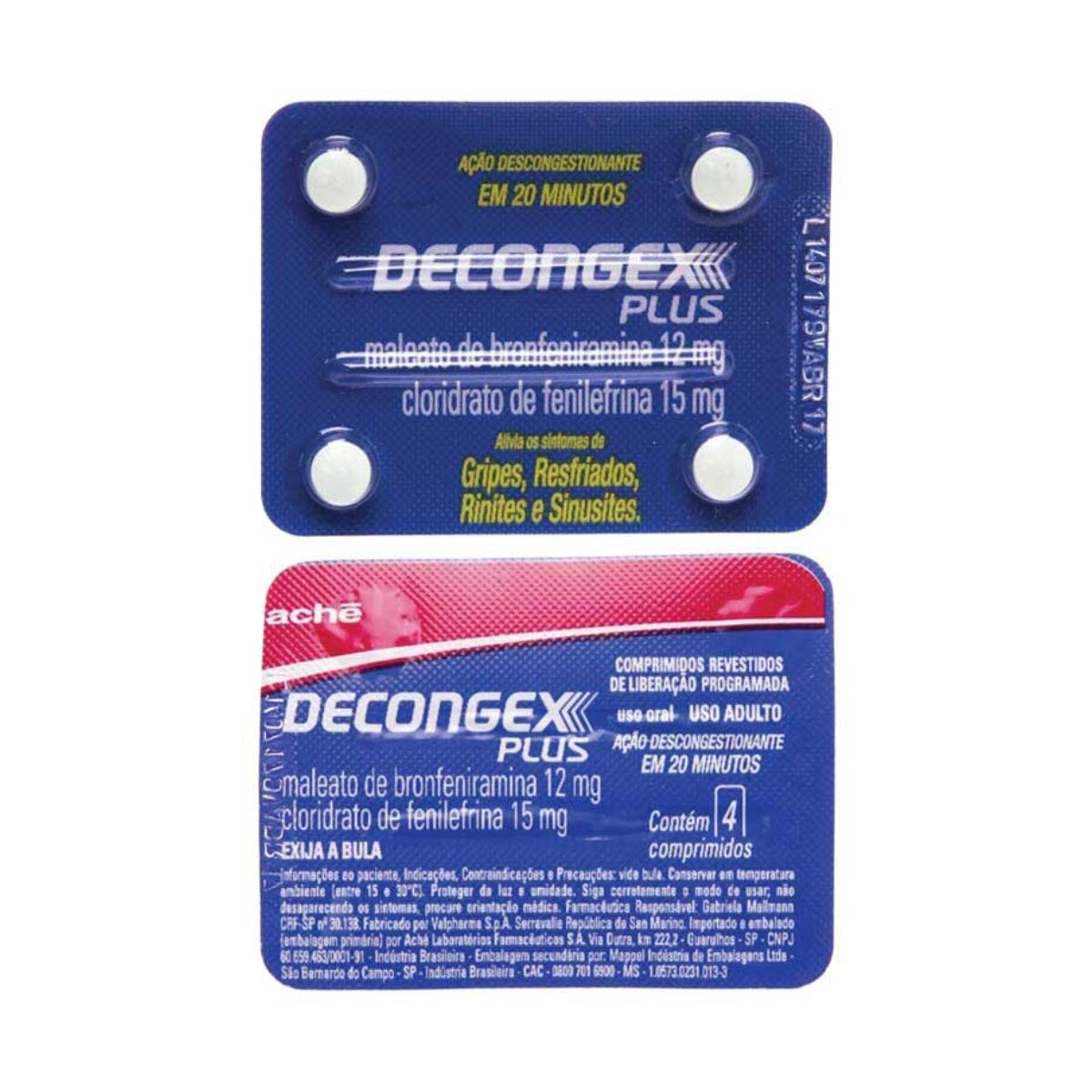 Decongex Plus 12mg + 15mg 4 Comprimidos Revestidos