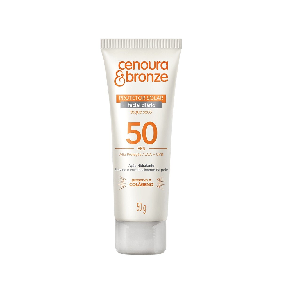 Protetor Solar Facial Diario Cenoura & Bronze FPS50 Toque Seco 50g