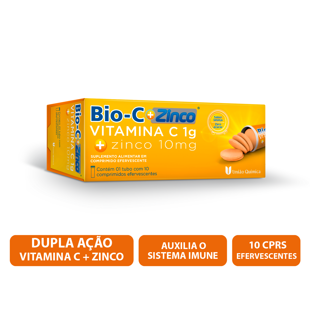 Bio-C + Zinco 1g + 10mg 10 Comprimidos Efervescentes