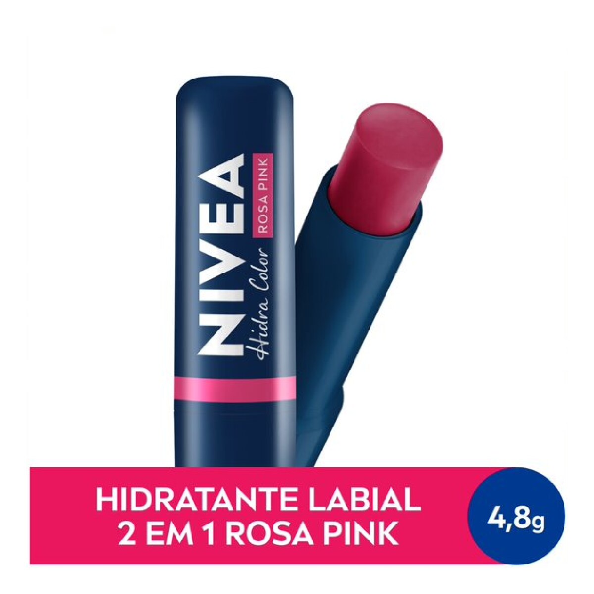 Hidratante Labial Nivea Hidra Color 2 em 1 Rosa Pink 4,8g