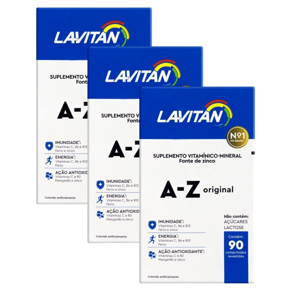 Kit 3 Unidades Lavitan A-Z Original 90 Comprimidos Revestidos