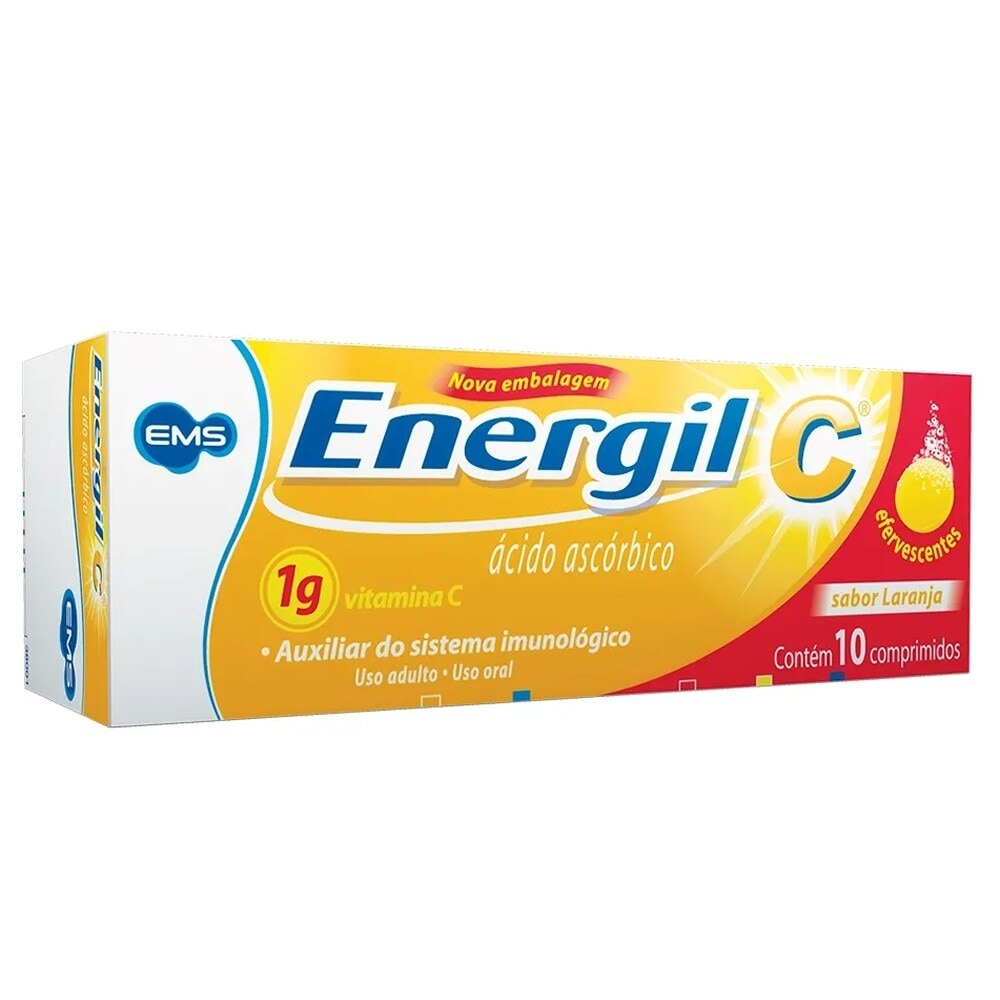 Energil C Laranja 1g Sem Acucar 10 Comprimidos Efervescentes