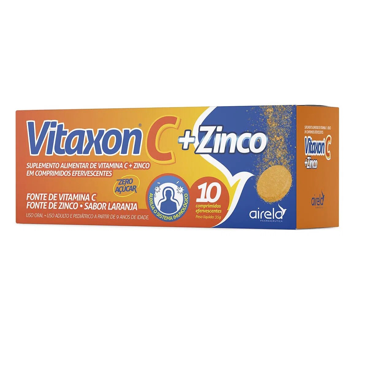 Vitaxon C + Zinco Sabor Laranja 10 Comprimidos Efervescentes