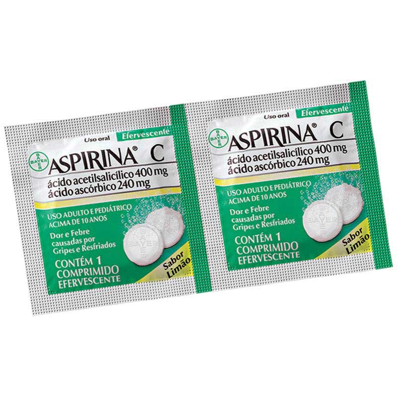 Aspirina C Limao 400mg + 240mg 2 Comprimidos Efervescentes