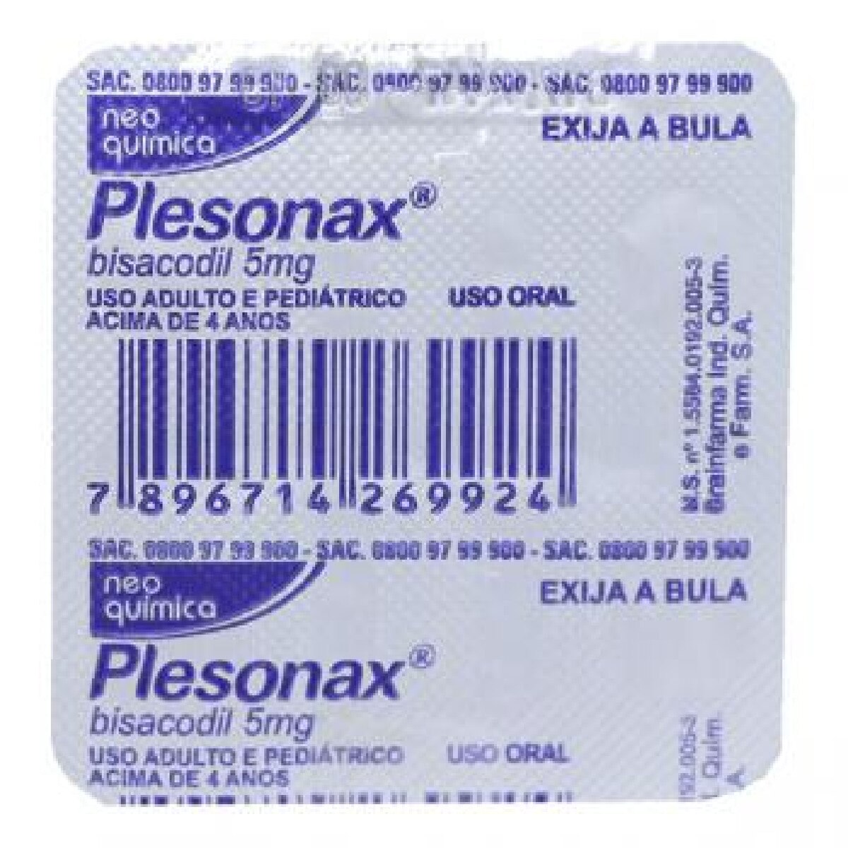 Plesonax 5mg 4 Comprimidos Revestidos