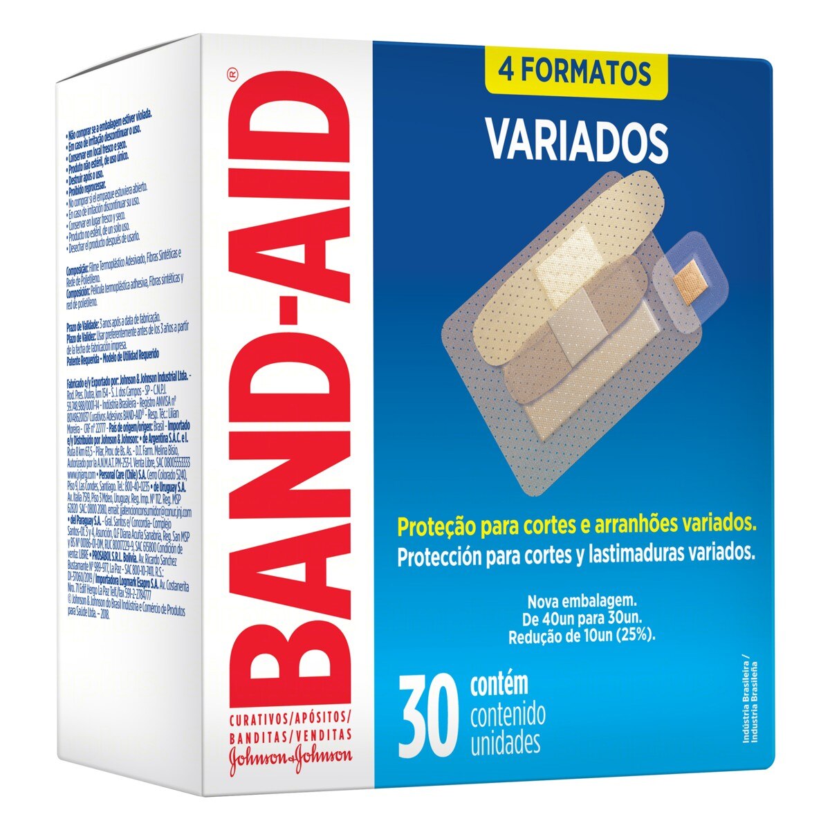 Curativo Band-Aid Variados 4 Formatos 30 Unidades