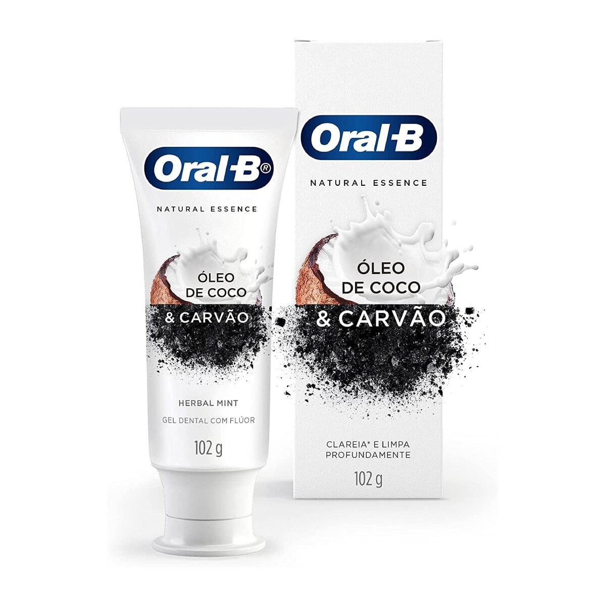 Creme Dental Oral-B Natural Essence Oleo de Coco & Carvao 102g