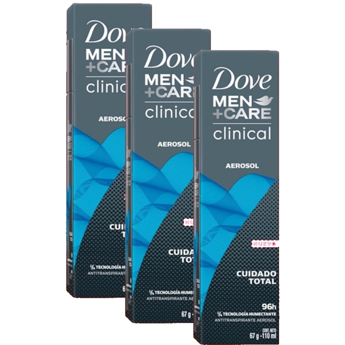 Kit 3 Unidades Desodorante Aerosol Dove Men + Care Clinical Cuidado Total 150ml