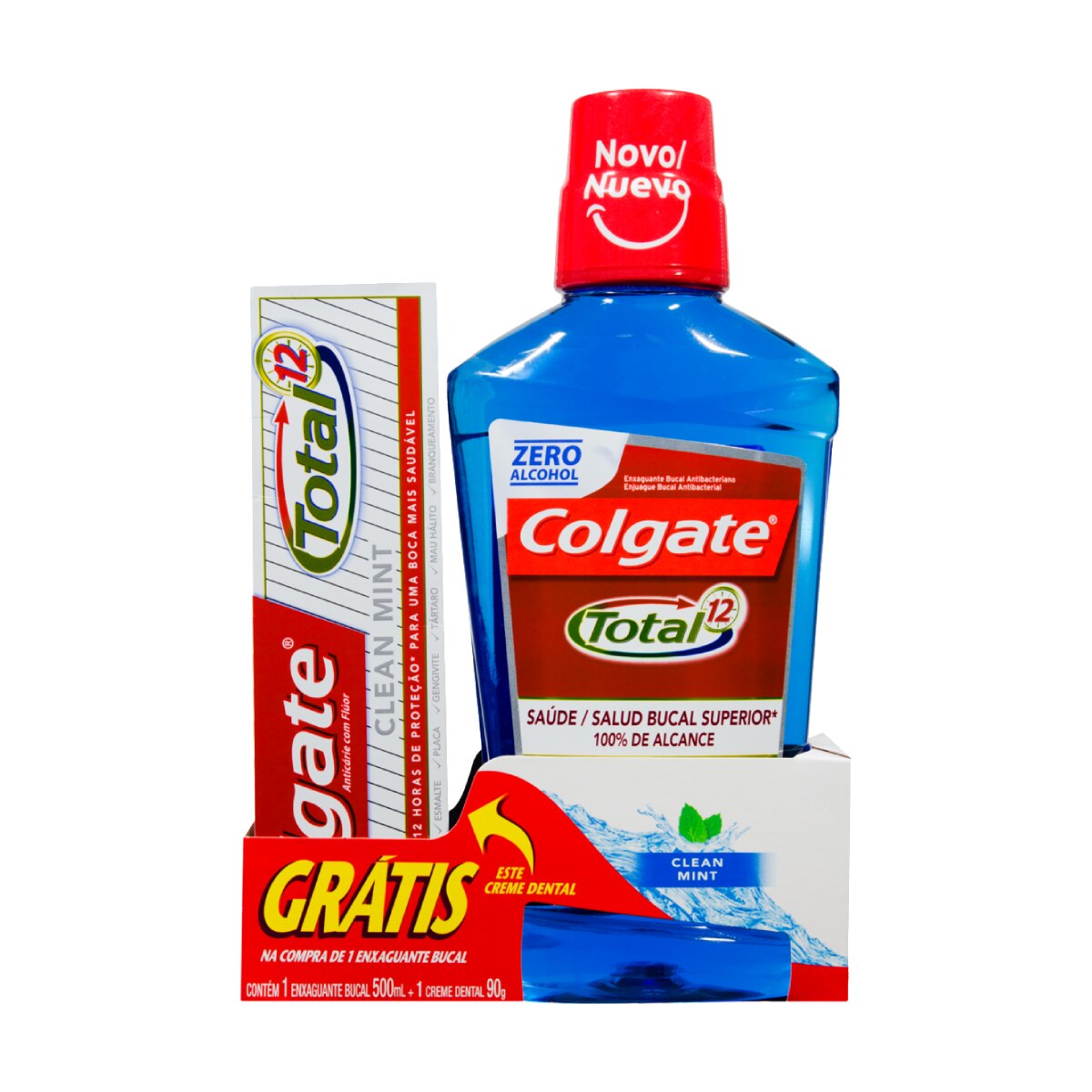 Kit Enxaguante Bucal Colgate Clean Mint 500ml Gratis Creme Dental 90g
