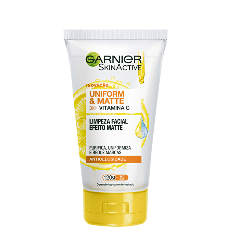Limpeza Facial Garnier SkinActive Uniform & Matte Vitamina C Antioleosidade 120g