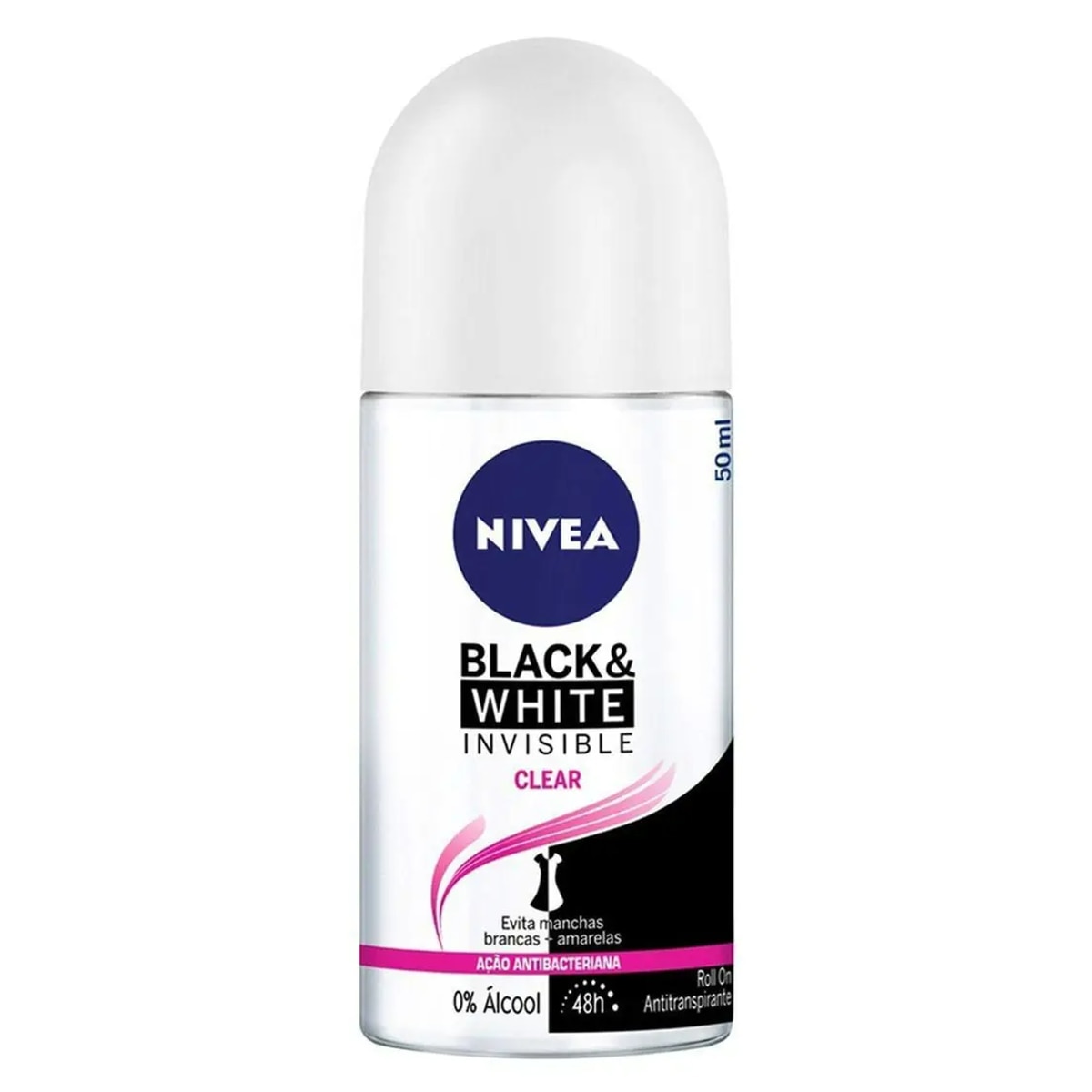 Desodorante Roll On Nivea Black & White Invisible Clear 50ml