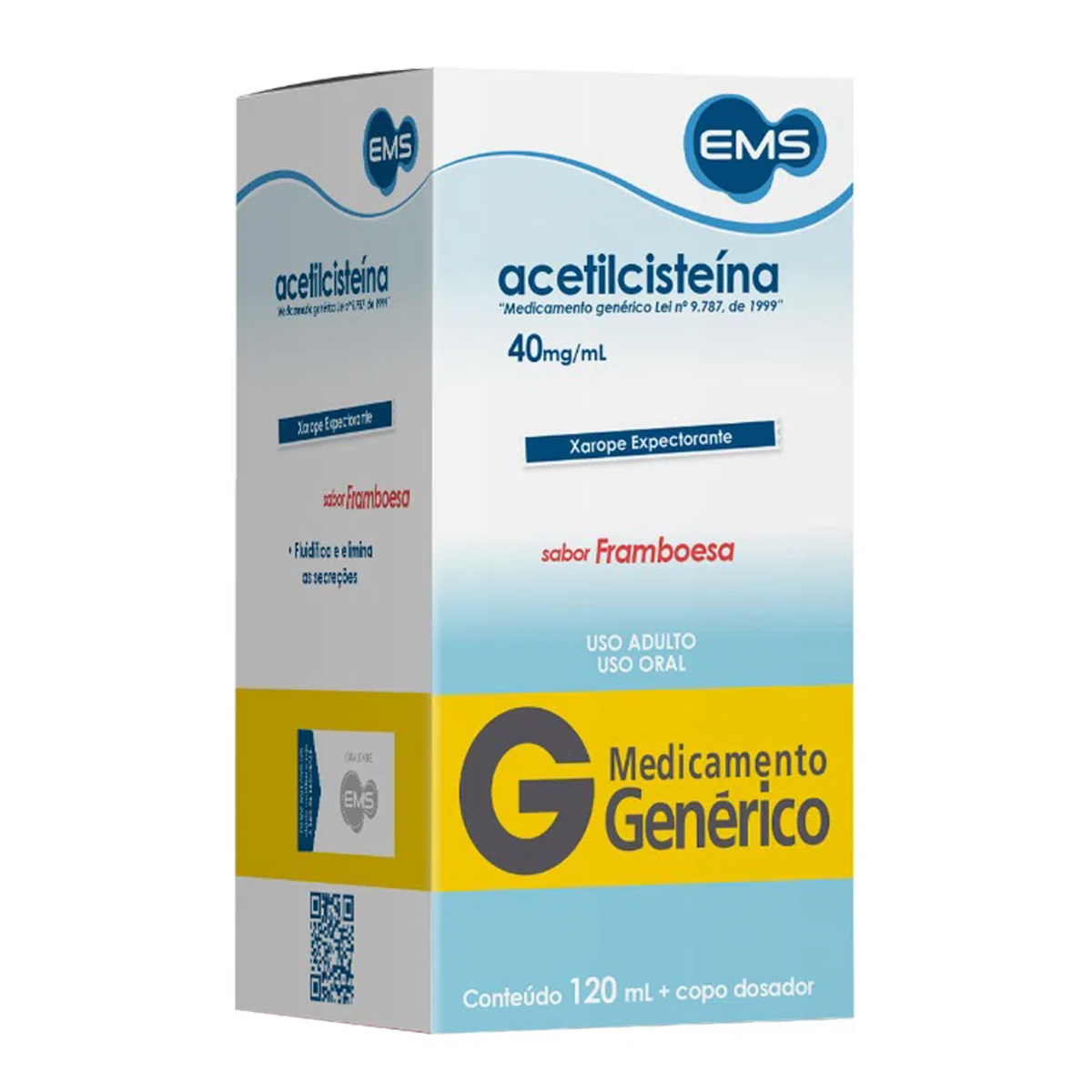 Acetilcisteina Xarope 40mg/ml Sabor Framboesa 120ml EMS Generico
