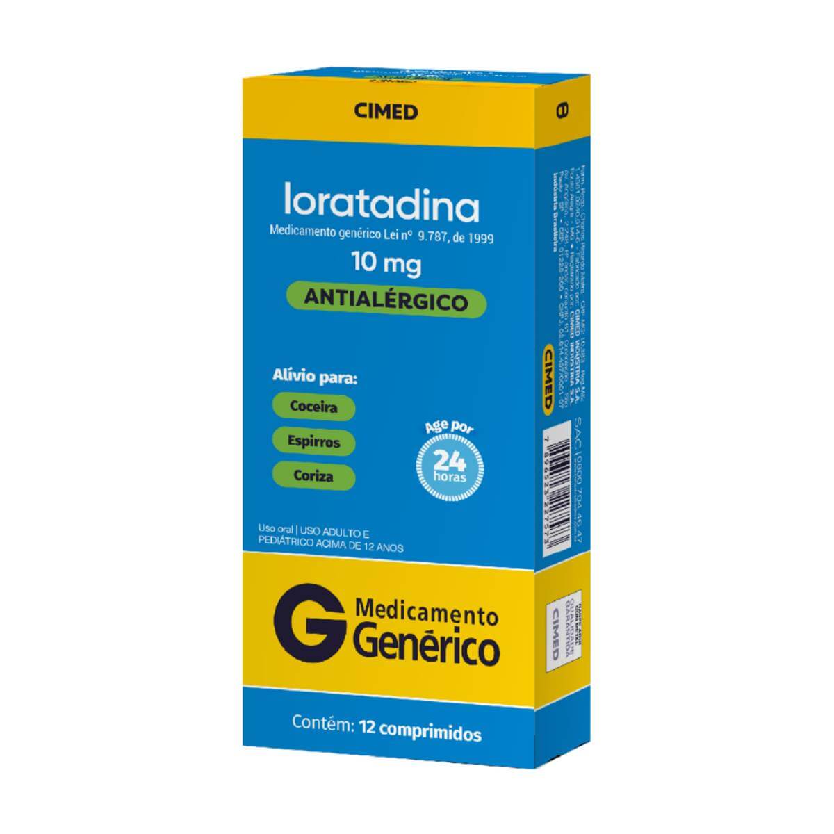 Loratadina 10mg 12 Comprimidos Cimed Generico