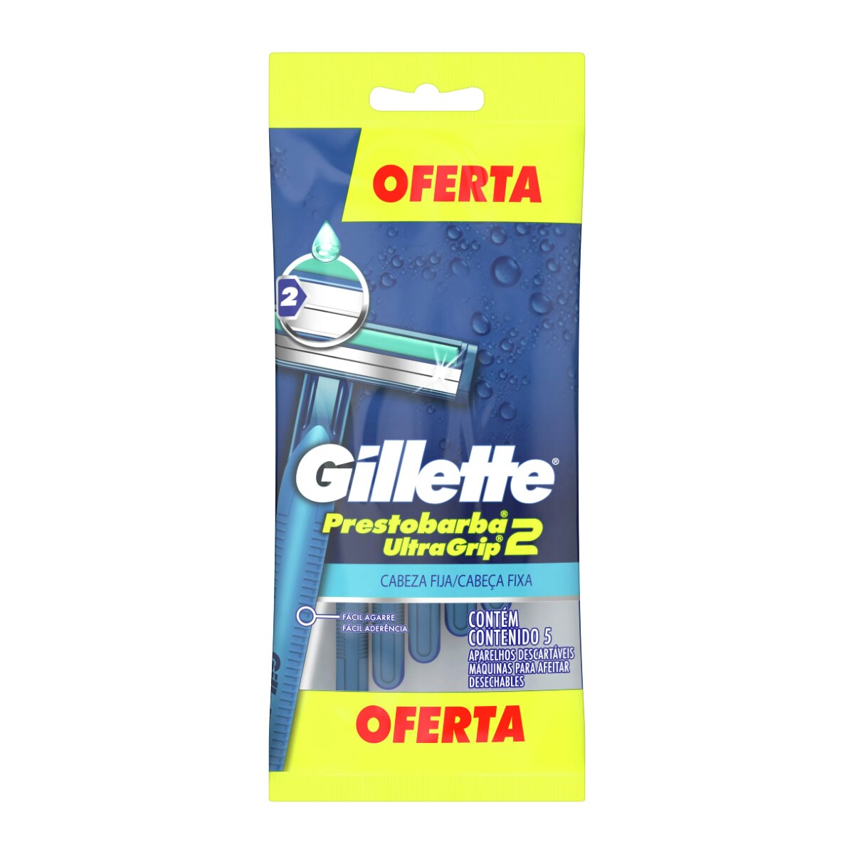Aparelho de Barbear Gillette Prestobarba UltraGrip 2 com 5 Unidades