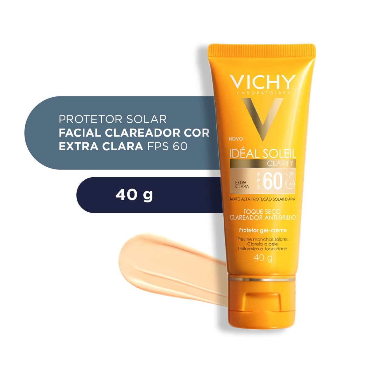 Protetor Solar Facial Vichy Ideal Soleil Clarify FPS60 Extraclara 40g