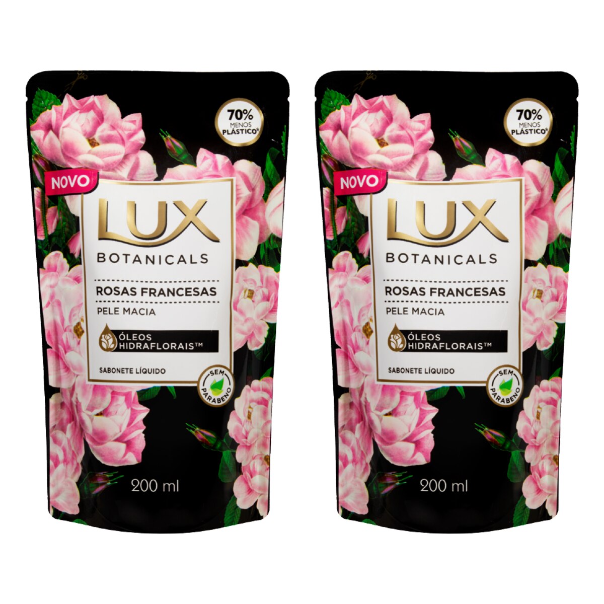 Kit 2 Unidades Sabonete Líquido Lux Botanicals Rosas Francesas Refil 200ml
