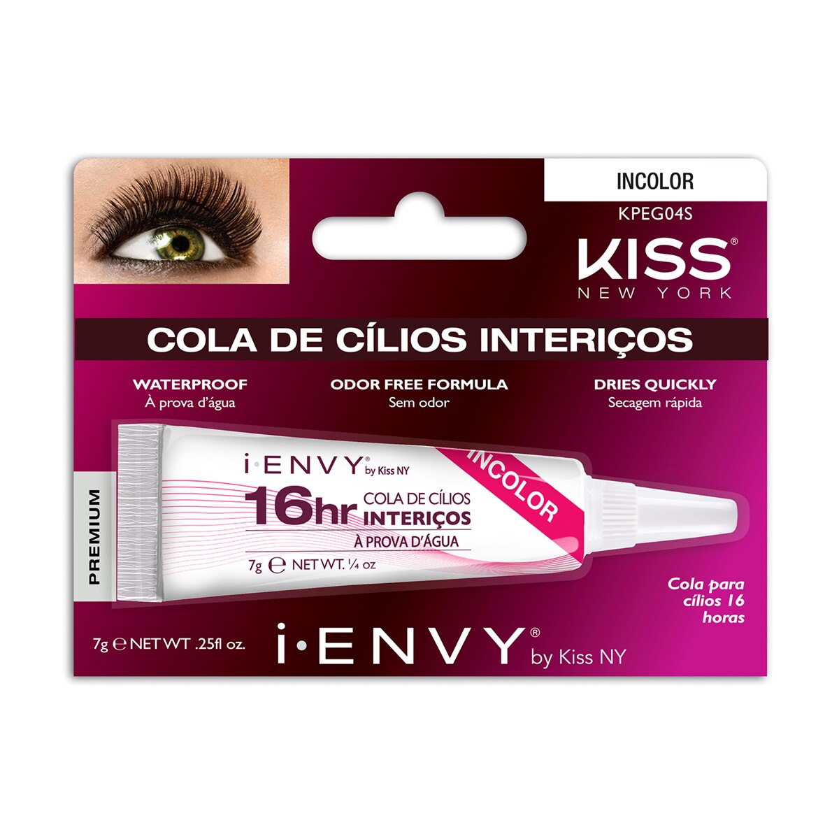 Cola para Cilios Kiss New  I-Envy 16H a Prova D'agua Incolor 7g
