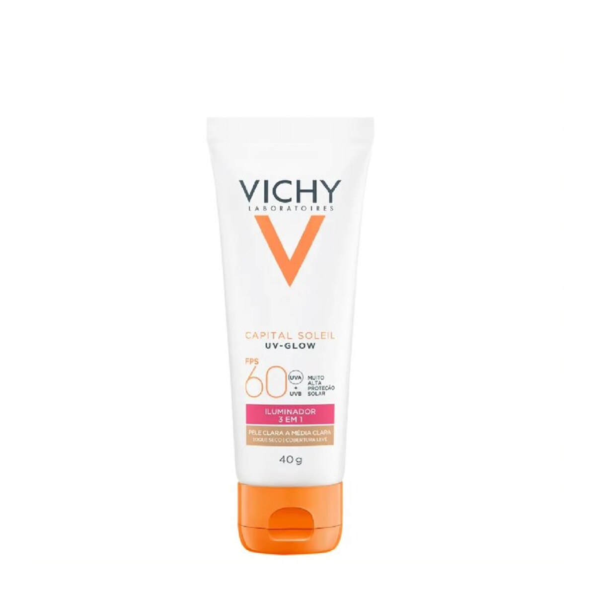 Protetor Solar Facial Vichy Capital Soleil UV-Glow FPS60 Iluminador 3 em 1 Pele Clara 40g